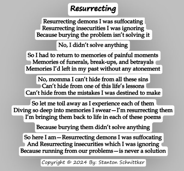 stanton_2o's tweet photo. Resurrecting
Daily Post #645

-

#resurrecting #art #artist #writer #writing #poetry #poet #poets #poem #poems #wordsofwisdom #WiseWords #LifeLessons #selfhelp #selfcare #SelfImprovement #memories #PoemADay #poetrylovers #poetryislife #PoetryCommunity #fyp #foryoupage #foryou https://t.co/fXi6ocrL6v