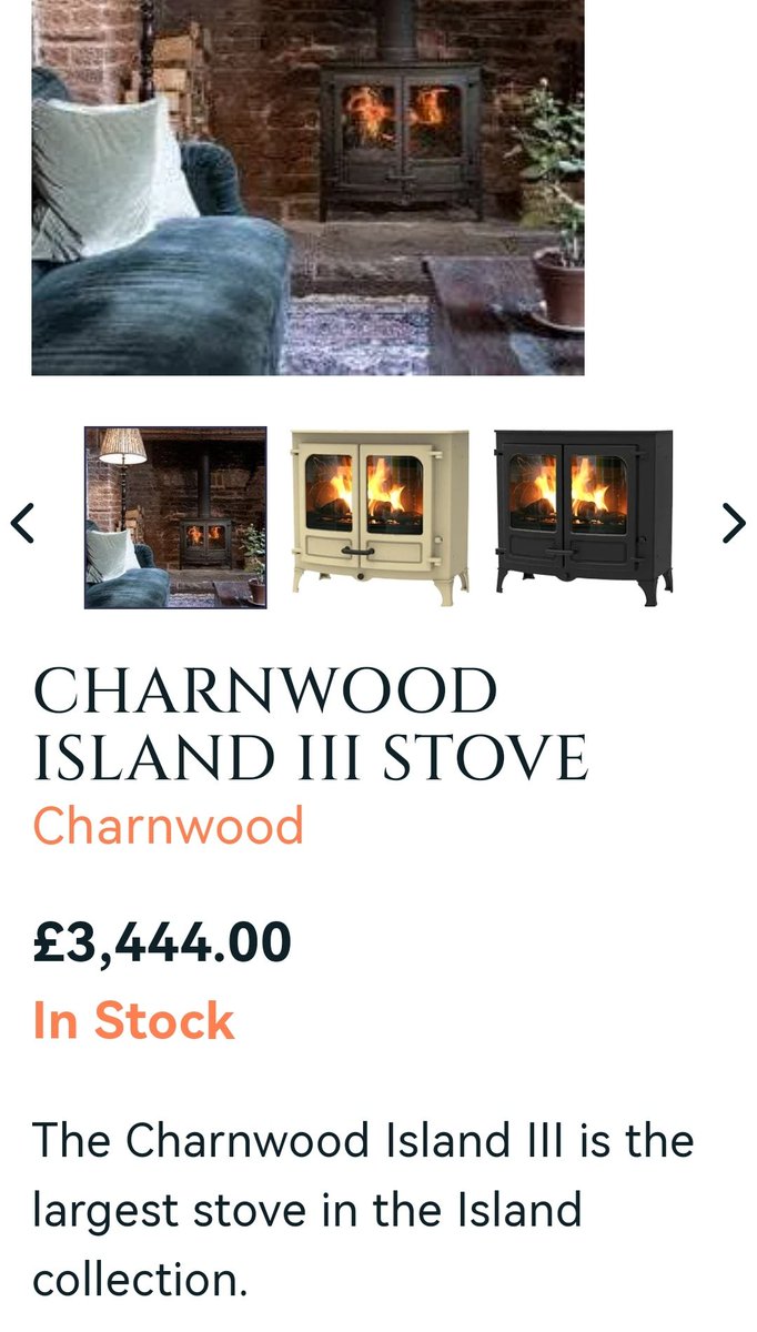 Message from my b-i-l in SA. This fireplace imported from England is £3.316 (R79,000) including chimney and installation costs.
In England the woodburner alone, excluding chimney and installation costs is £3.444🤔🤷