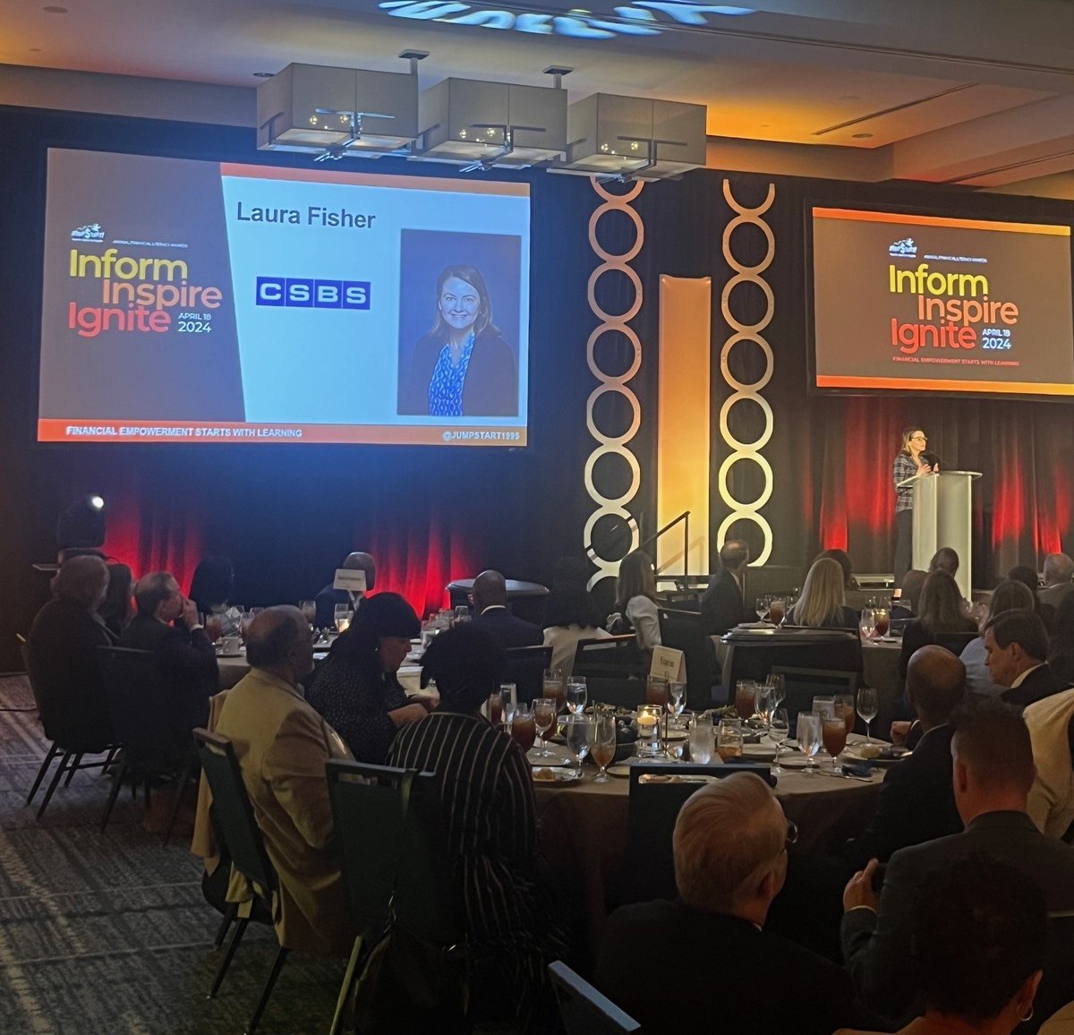 CSBSNews's tweet photo. CSBS's own Laura Fisher spoke at the annual @JumpStart1995 Financial Literacy Awards luncheon yesterday. Congratulations to the 2024 financial literacy champions for continuing to #InformInspireIgnite with #financialliteracy https://t.co/UF018PLcRc