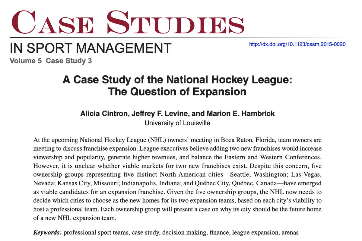 CSSM_Journal's tweet photo. With another NHL relocation on the docket, there's an opportunity to revisit a couple of related cases in CSSM. The first (from 2015) explores which city would make for an effective NHL expansion city: 

https://t.co/rMYs2lW9Aj https://t.co/8TNcLCXYNR