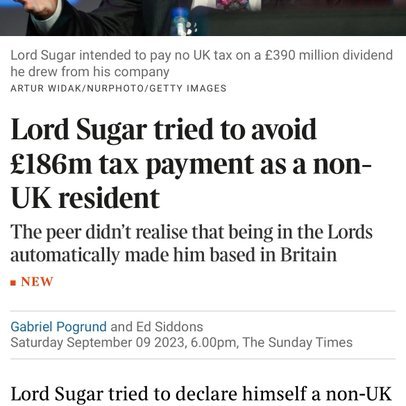 Lord Sugar trying to scrounge as much as 46,000 people on benefits. We all know who the real scroungers are, the billionaires.