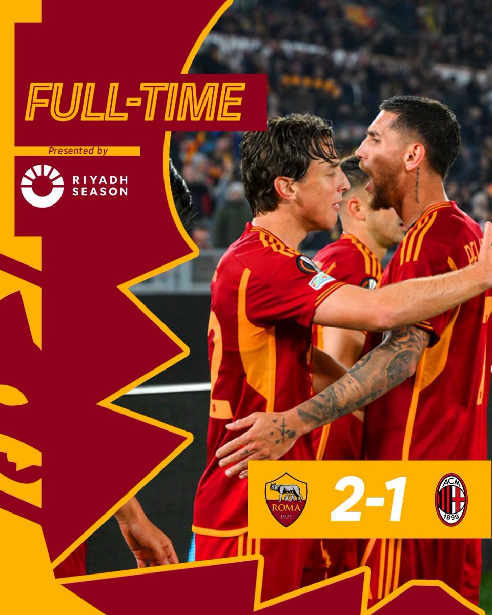 ASRomaEspanol's tweet photo. ⚽️ MANCINI
⚽️ DYBALA
🟥 Más de una hora con hombre menos
🔥 PASAMOS NOSOTROS A SEMIFINALES!

#RomaMilan 2-1 (3-1) #UEL https://t.co/JdGrc0NSTd