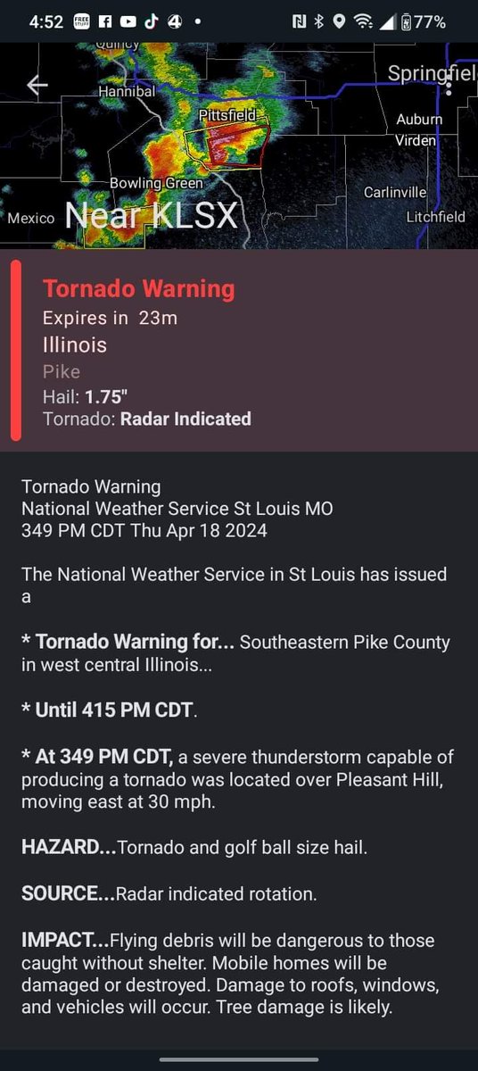 kiranjoshi235's tweet photo. #BREAKING 😮😮😮
Take Shelter Now!!! Tornado Warning!! For Pike County, Illinois!!!
#Illinois #Tornado #PikeCounty #Tornado #deprem https://t.co/dmirQzx3RS