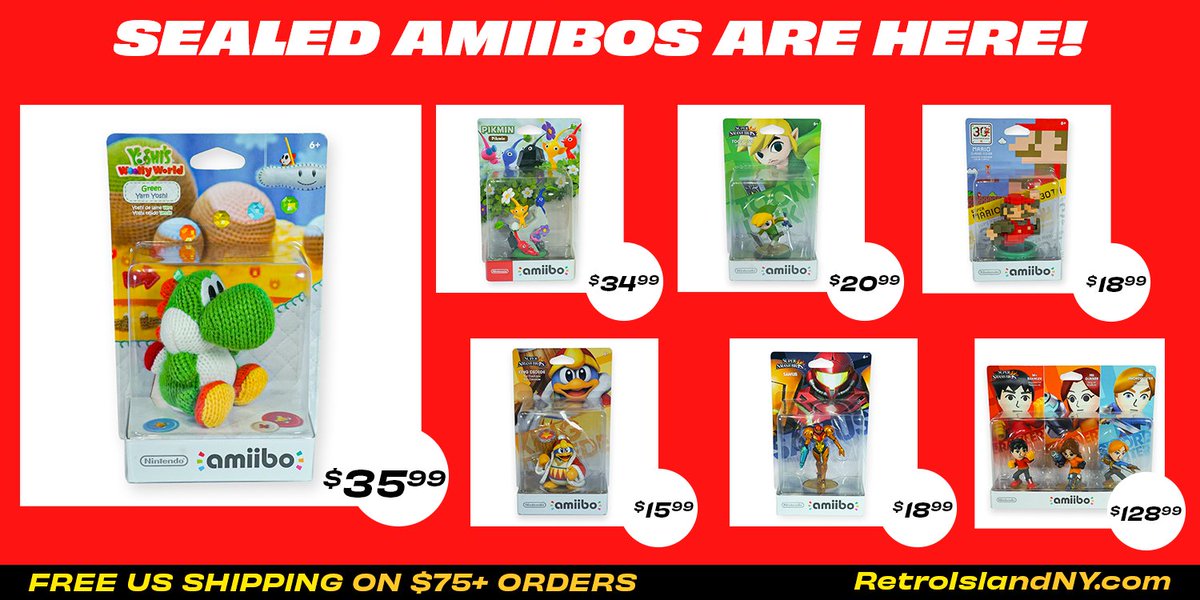 RetroIslandNY's tweet photo. 🚨SEALED AMIIBOS ARE HERE🚨

Check out our HUGE selection of Amiibo RIGHT NOW on our online store!! https://t.co/qzT8r7HLm2 https://t.co/KMsPEDzr6b