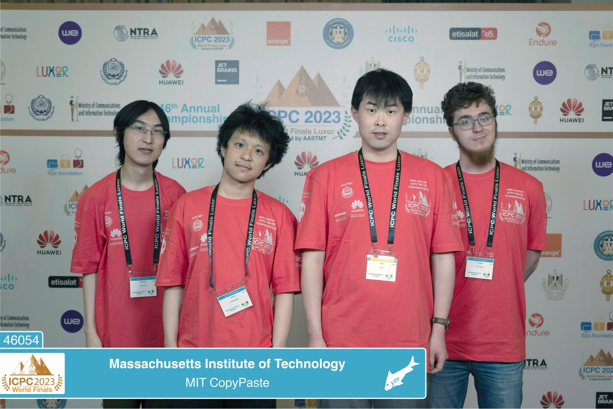 46 Contest - North America Champion Massachusetts Institute of Technology (46054) #icpcwfluxor