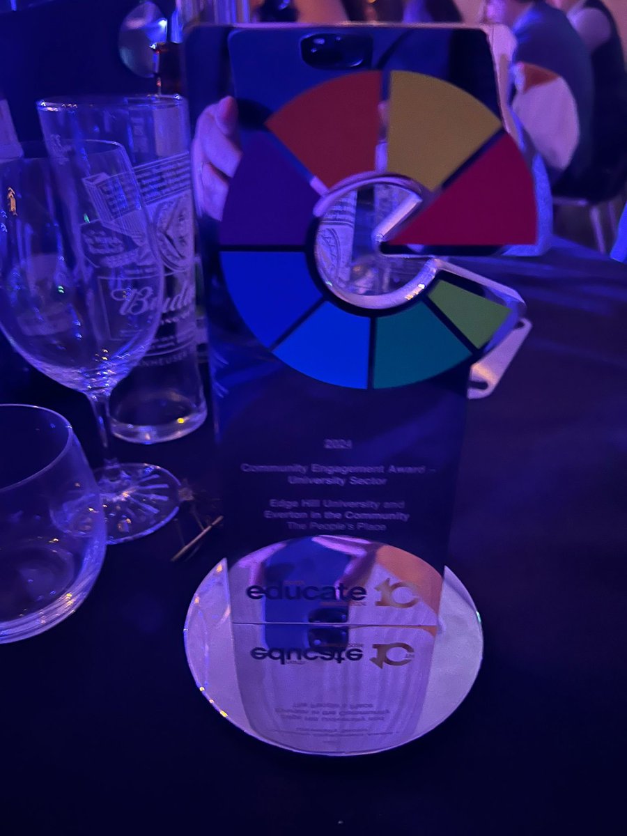 TacklingBlues's tweet photo. We are SO proud to share our valued partner @EITC with @edgehill won the Community Engagement Award - University Sector.  We are thrilled our work with @EitC in co-designing and co-developing The People’s Place WON! @HVJOK @ProfAndySmith @JonJones1989 #ENA2024 https://t.co/wVMN5Dje1f