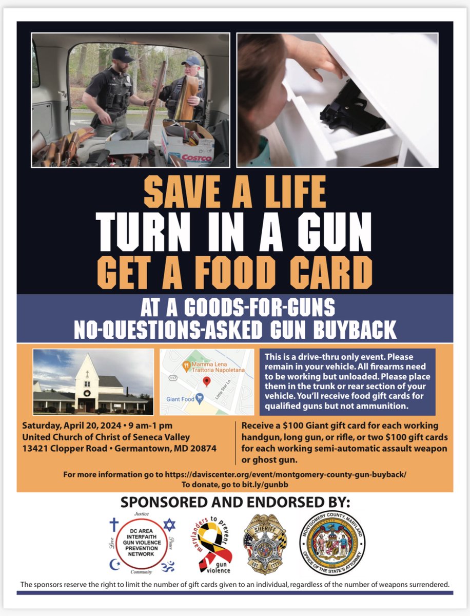 The UpCounty Gun Buyback event organized by dozens of houses of worship is this Saturday from 9 a.m. - 1 p.m. They’ve raised nearly $30,000 to give out in the form of gift cards and we are proud to support the event! mymcmedia.org/community-enco…