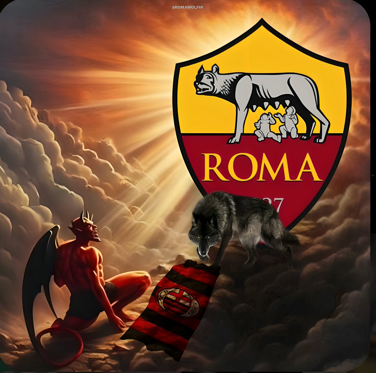 ROMAWOLFIR's tweet photo. Forza Roma💛🐺❤️
#RomaMilan  #Roma_Milan https://t.co/nyDf9pgMRk