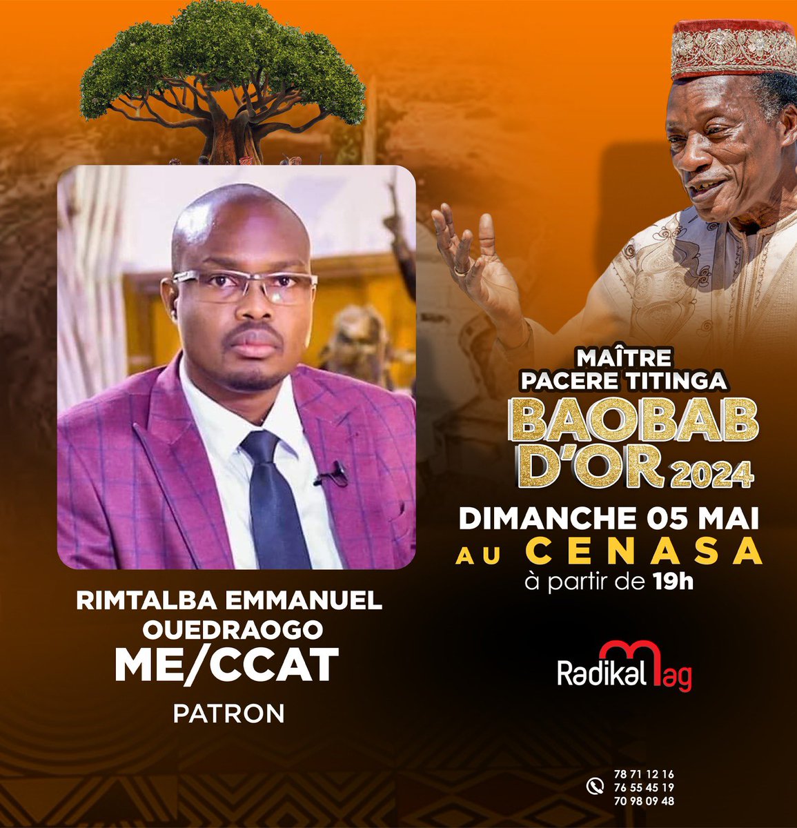 #BurkinaFaso : Rdv le 05 #Mai au #Cenasa pour les #Baobab D’Or.
Cet événement rend hommage les aînés de leurs vivants.

#Culture #Ouaga #TL226 @TL226BF