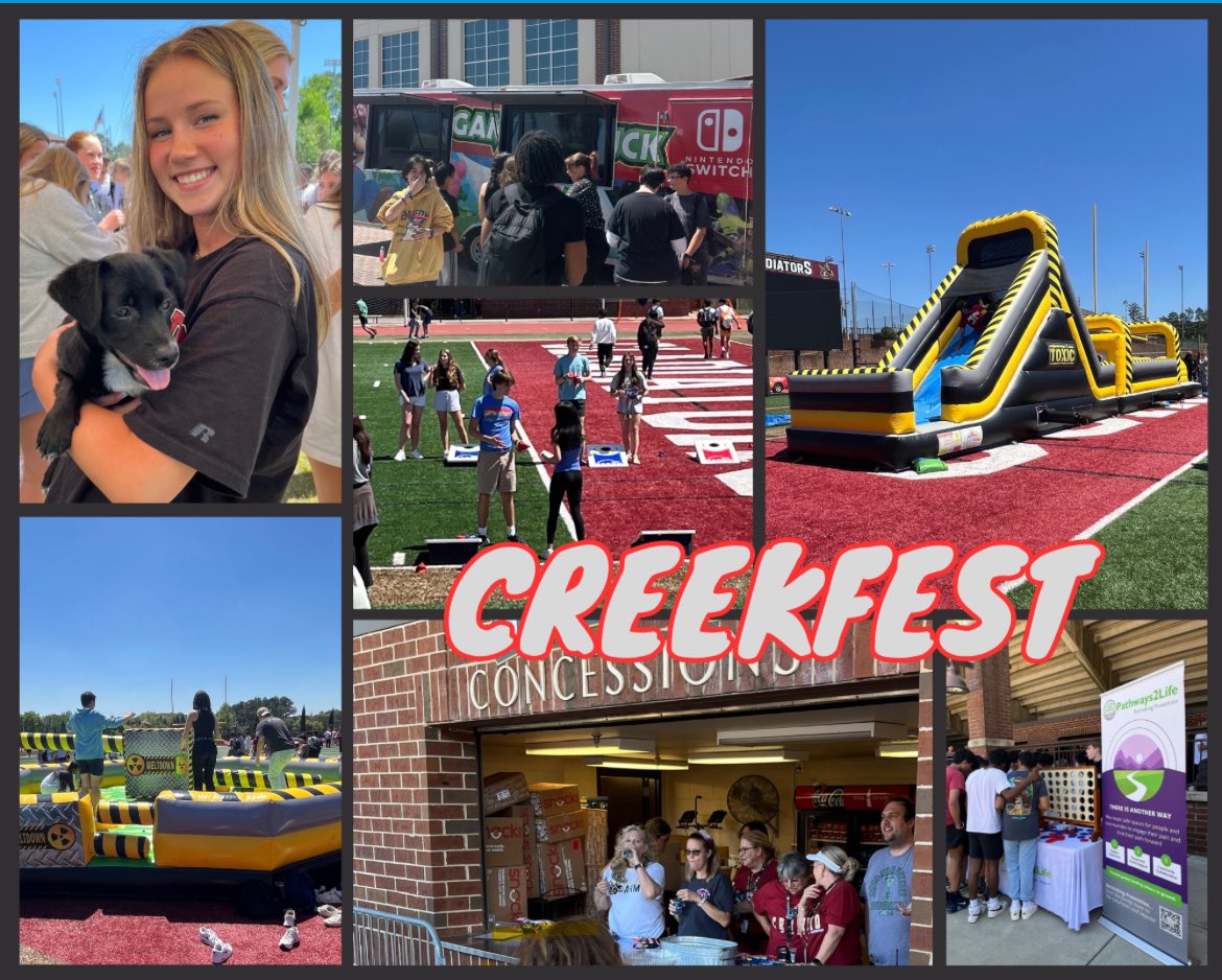 The first annual #JCHSGladiators CreekFest is in the books. A little fun in the sun before EOC, AP, and final exams. There was food, music, games, and puppies. A great time!! Thanks to the Principal’s Student Advisory for organizing it! #WeAre