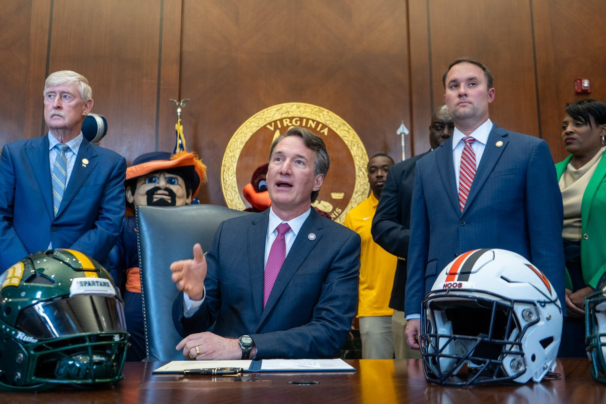 Today, we took an important step on NIL agreements in Virginia, signing legislation to make Virginia a more competitive place for student athletes. We’re empowering our colleges and universities and enabling these athletes to fully benefit from their God-given talents.