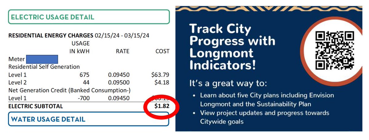 efrankowski's tweet photo. Thank you, SmartWaveSolar, for the rooftop solar system! March bill for electric usage: $1.82 after getting credit for the 700 KWh it fed back into the grid. Tax credits through Biden's Inflation Reduction Act made it possible. #IRA https://t.co/sTj5rT7alj