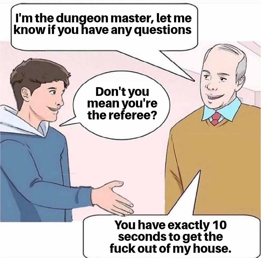 RealGreyMage's tweet photo. #dnd #dnd5e #ttrpgcommunity #ttrpg #dungeonmaster #meme https://t.co/wnAX725o9U