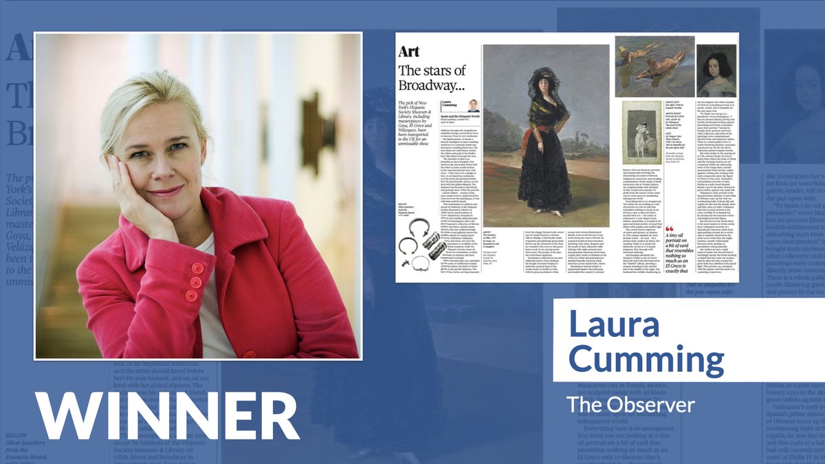 Congratulations to The #PressAwards Critic of the Year category winner Laura Cumming / @ObsMagazine