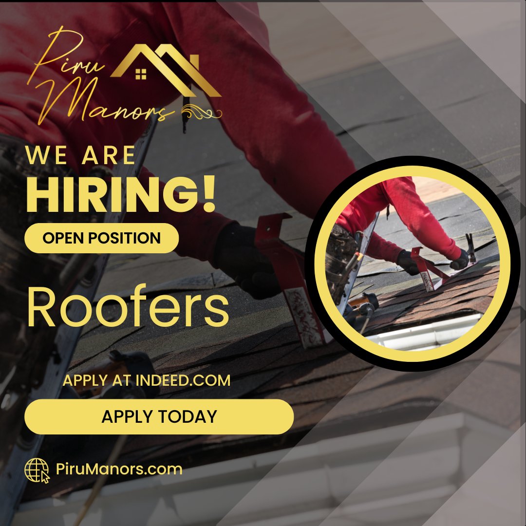 WE'RE HIRING!  Reach new heights with us! 🏠 We're hiring skilled Roofers to join our team and elevate every project to new standards of excellence. #RoofingJobs #HiringNow

APPLY HERE:
ow.ly/6IJw50RjrKl?