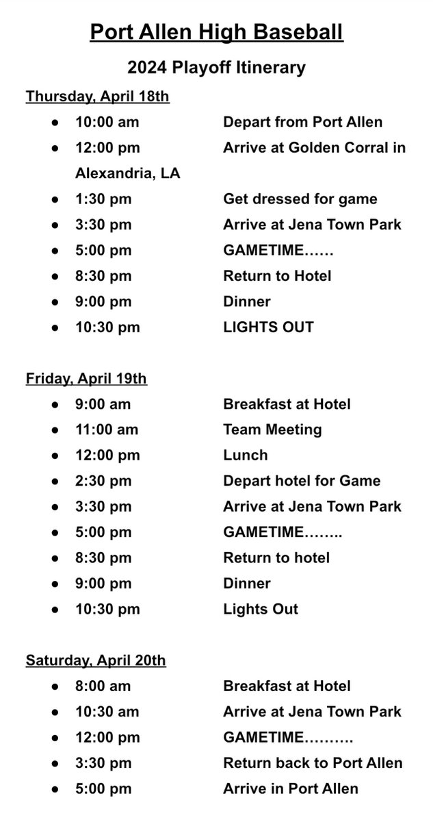 Our @PelsBaseball playoff itinerary‼️😊💙⚾️