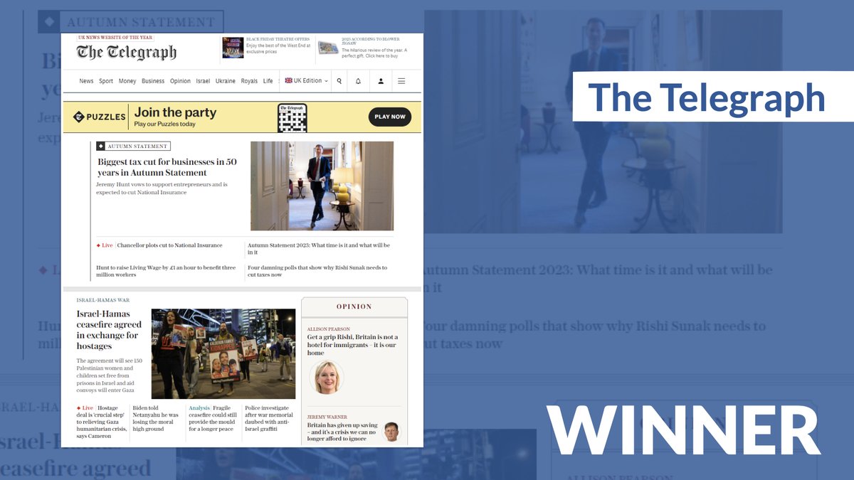 Congratulations to The #PressAwards News Website of the Year category winner @Telegraph