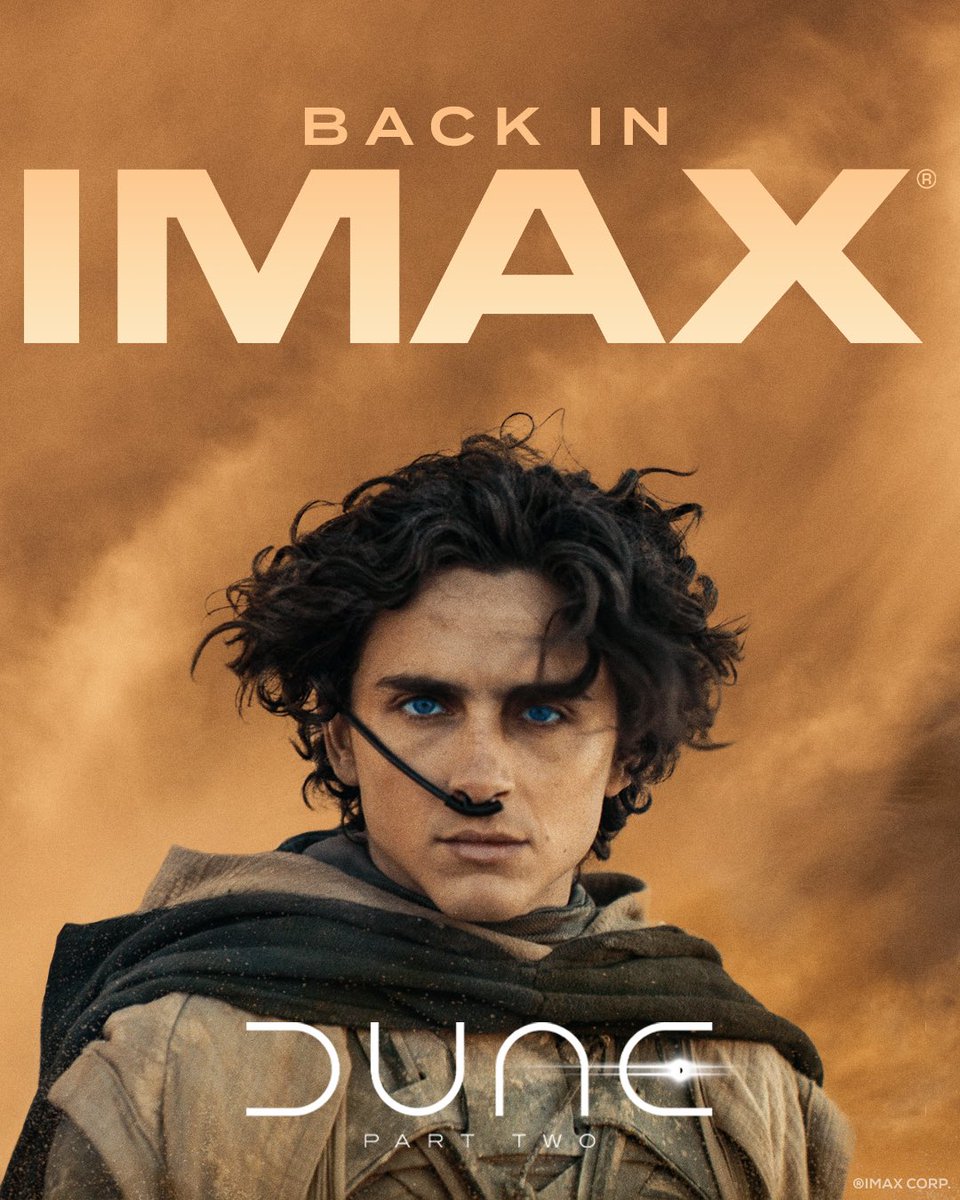 As it was written, #DuneMovie is back in IMAX tomorrow. For a limited time in select locations. Get tickets now: fandan.co/Dune