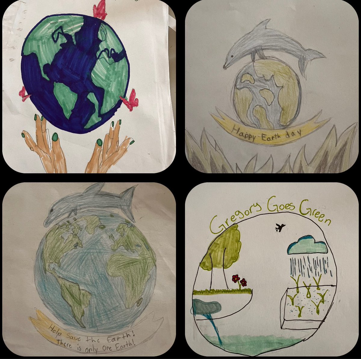 Gregory @gregory_elem is gearing up for an #EarthDay contest 🎨🌎🌱! Look at some of the amazing designs our #GlobalLeaders are doing! The winning drawing will be featured on t-shirts 👕sold at school, spreading eco-awareness in style. @ParticipateLrng #UnitingOurWorld
