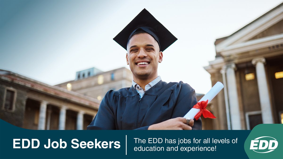 Good news job seekers! The EDD has jobs for all levels of education and experience. You do not need a college degree for most positions.

Be sure to read the 'Minimum Requirements' section before applying to jobs.

👉 Learn more: Bit.ly/EDD-Jobs

#EDDlife #CAJobs #Hiring