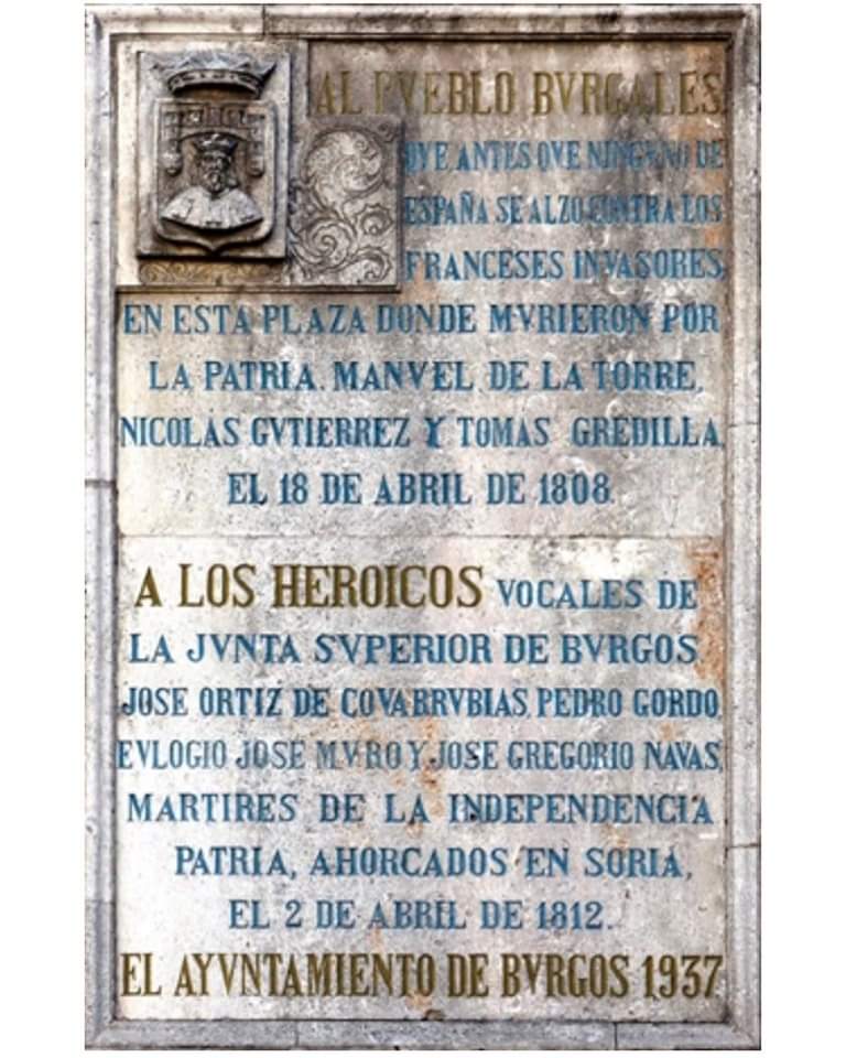 #Burgosenelmundo #Burgos Tal día como hoy..... Tres hombres, víctimas de la tropa extranjera por oponerse a los invasores, fueron los primeros españoles muertos, en derramar su sangre por la independencia patria. Por @Rodrigo_Ibeas_P