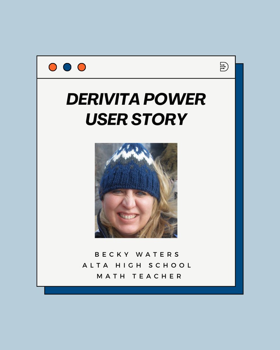 Another Derivita Power User Story is live! 

Becky Waters from Canyons School District teaches high school math and is a proud Derivita user!
Check out her story here: bit.ly/443jRDY 

#matheducation
#derivita