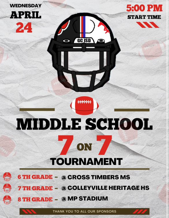 Great event happening next week!! @CHHS_FOOTBALL @GHSMustangsFB @GHSFBBooster @PantherFBBoost @HMSBoysAth @CTMSWolvesBoys @CMSColtGRIT @GMSPonies @Supt_GCISD @GCISD @Coachdebesse5 @_Jerry_Edwards