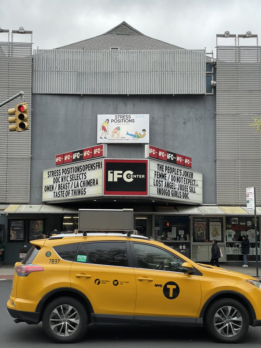 Stress Positions, The People’s Joker, Femme, & Indigo Girls doc all on the @IFCCenter marquee right now in NYC!We love that the top film on each side has a trans director. The future of queer cinema is now playing…