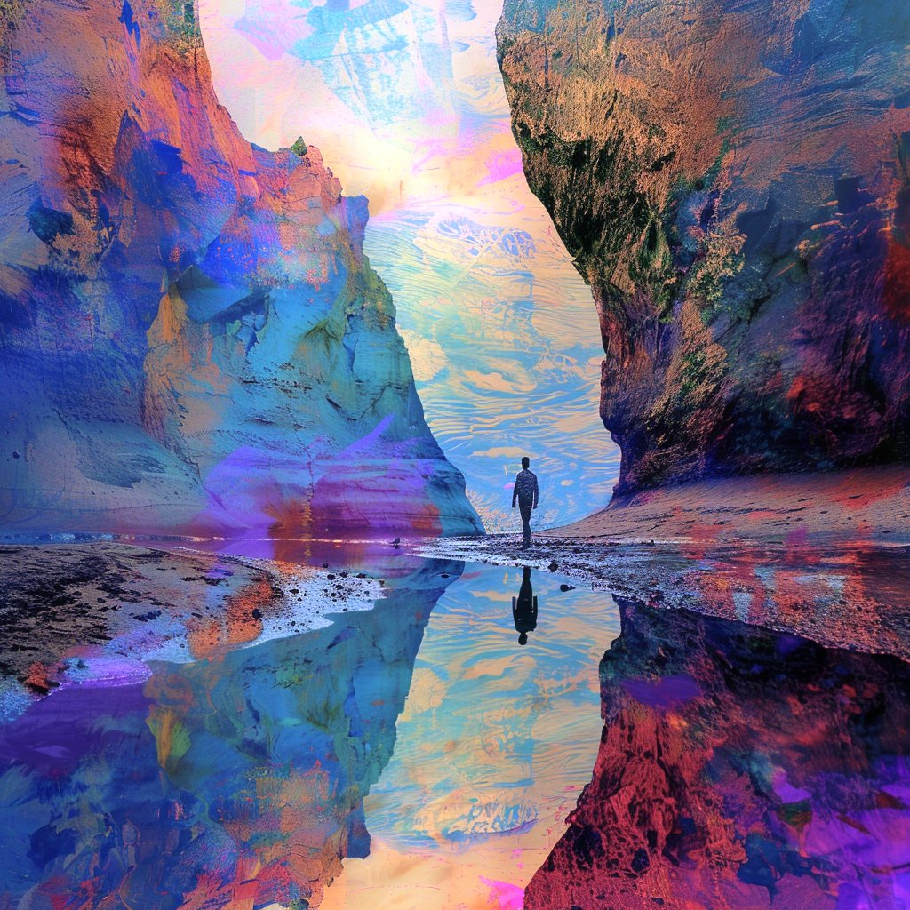 He went into the canyon, with nothing to hold on to, nothing to say.

#aiart #nftart #AIArtwork #NFTCommunity #aiartist