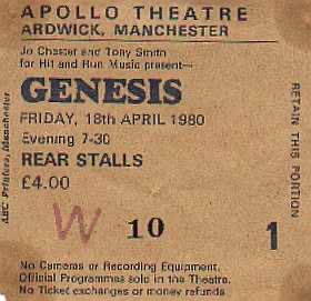 April 18, 1980: Genesis perform at The Apollo Theatre in Manchester, England on the Duke Tour. The performance was widely bootlegged.
