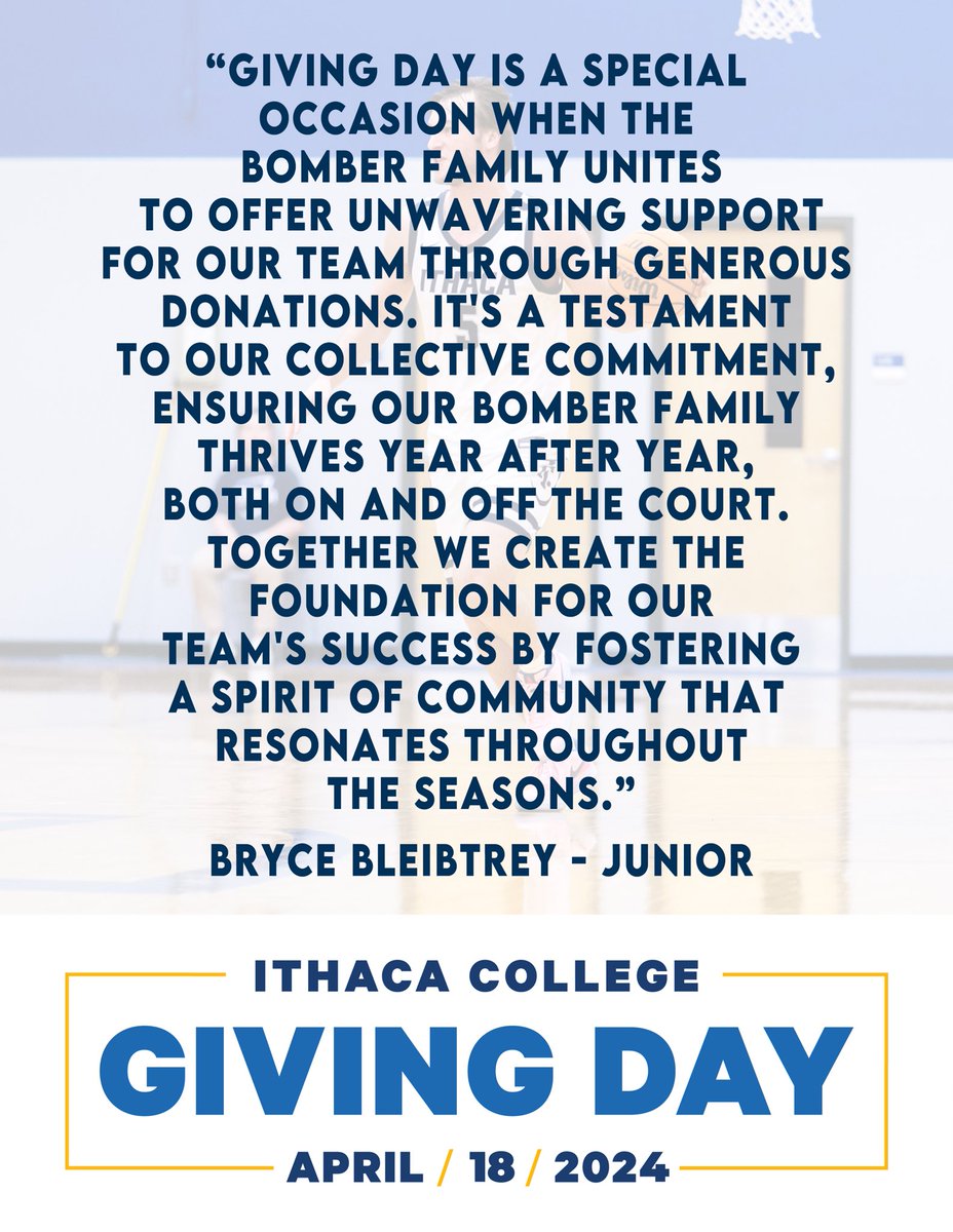 Junior Bryce Bleibtrey on Giving Day and how your donations have such a big impact on our program! #GoBombers | #Family