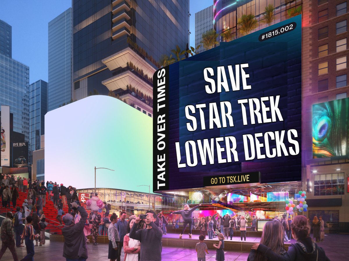 Okay, here's what I propose we do as a fanbase to #SaveStarTrekLowerDecks 
TSX billboard on Times Square allows you to upload your own images/ 15 sec videos for as little as $40. Everything is uploaded and booked through the TSX app. I say we pick a time/day and block book it? 🧵