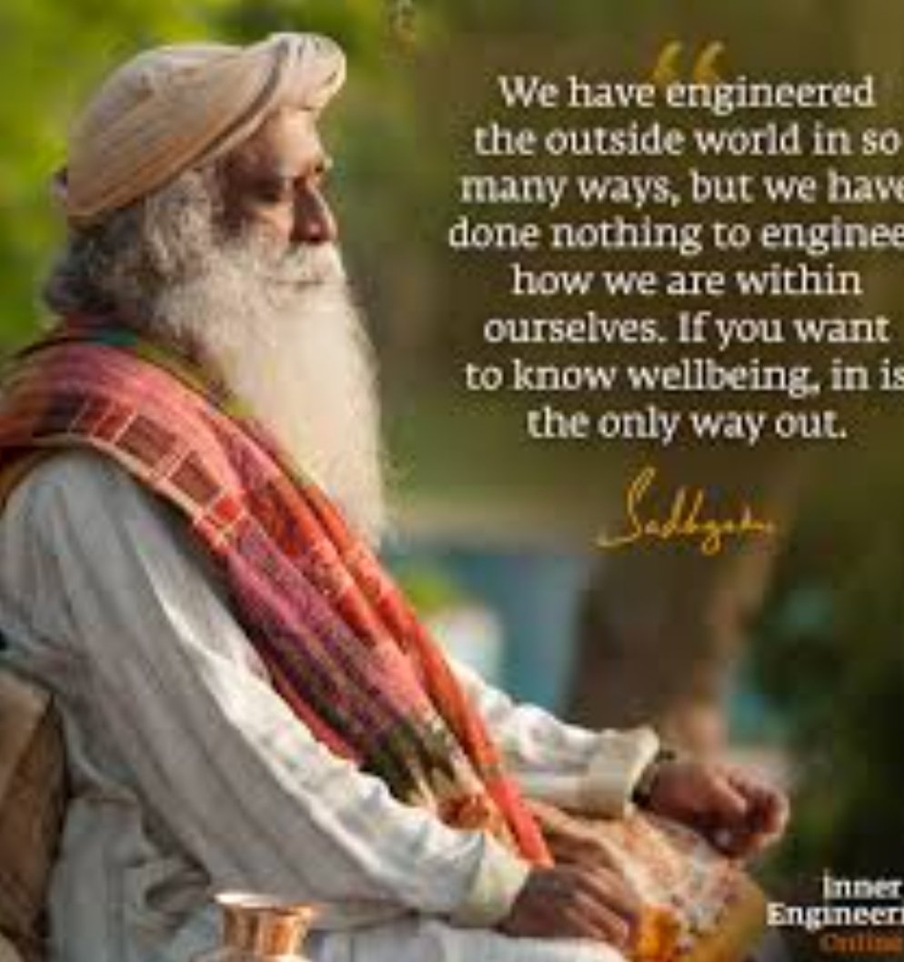 'In is the only way out'
The essence of #InnerEngineering is to engineer yourself in such a way that every moment of your life is a new possibility  -Sg 
Currently offered at a 50% scholarship for those under age 25
Register Now: sadhguru.co/ie-under25
 #7StepsWithSadhguru