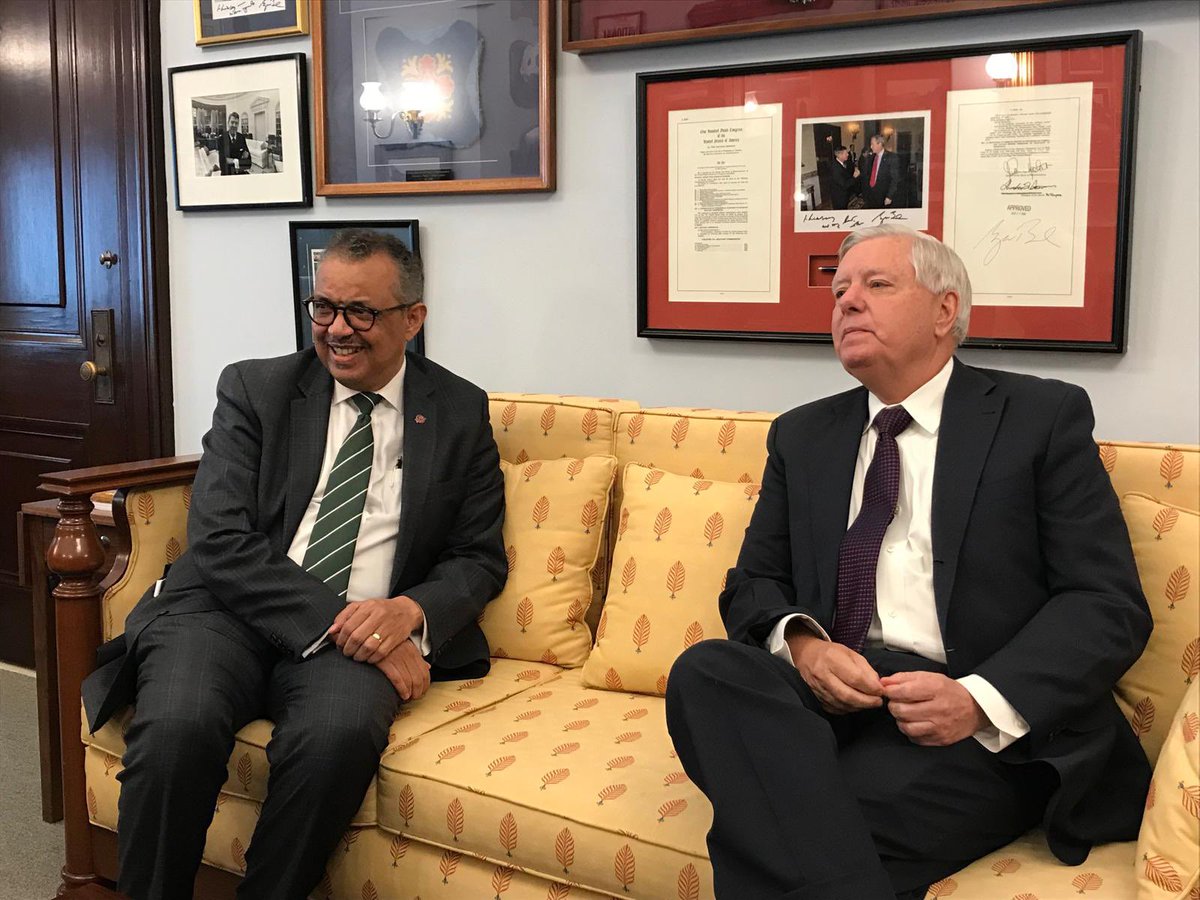 Very much appreciate the opportunity to meet once again with Senator @LindseyGrahamSC. We discussed global health, the origins of #COVID19, and the #PandemicAccord. Grateful for the continued discussion.