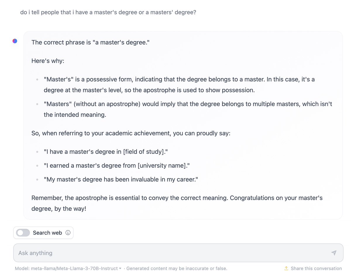 proving that i'm not too proud huggingface.co/chat #Llama3