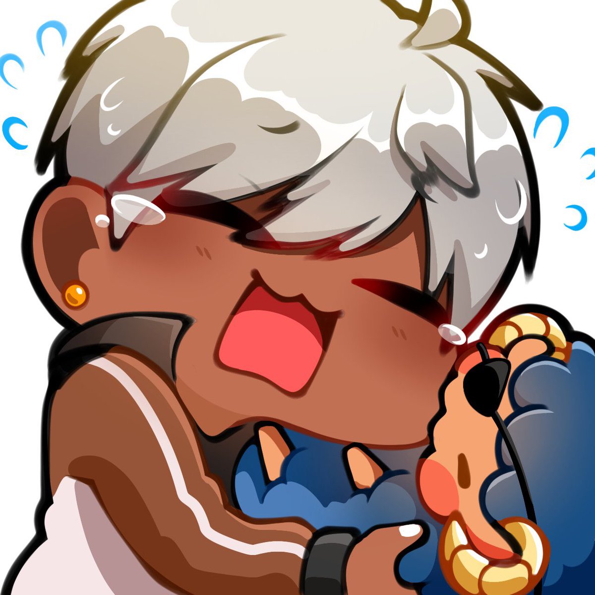 Mariposa is nomming on Mammon’s  cheeks cause he took her snacks 💛💛

Artist by: @/7hp3JazzyBoi 
#obeymemc #obeymemammon #obeyme