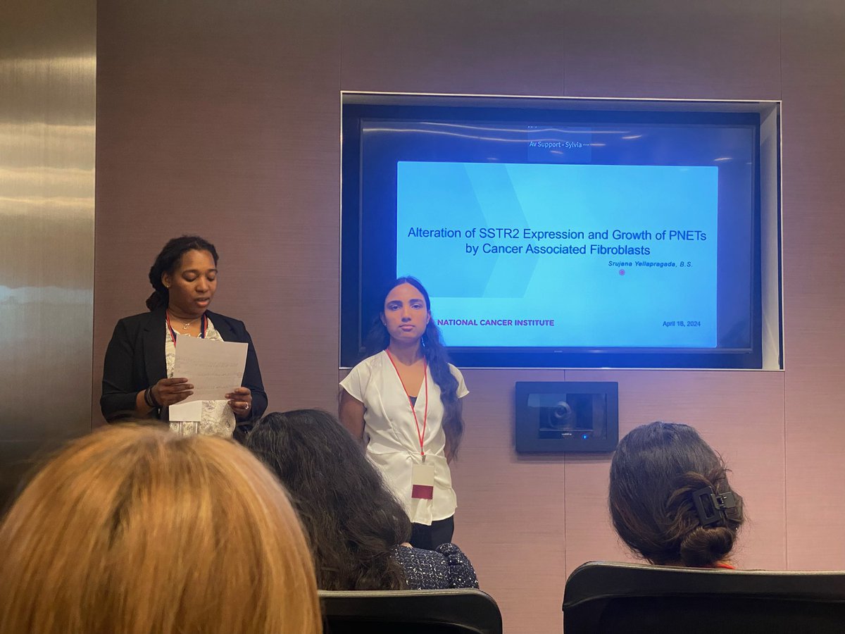 Proud of my postbac Srujana Yellapragada who gave an amazing talk about her work on #CAFs in #PNETs at the 2024 CCR Fellows and Young Investigator Colloqium @NCIResearchCtr @NCICCR_SurgOnc @NANETS1 @netcancerfound