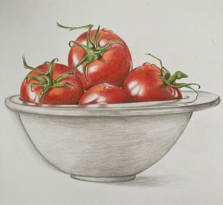 Omg I kinda forgot I had a Twitter account, y’all. Anywho, here are some tomatoes in colored pencil. #ArtistOnTwitter