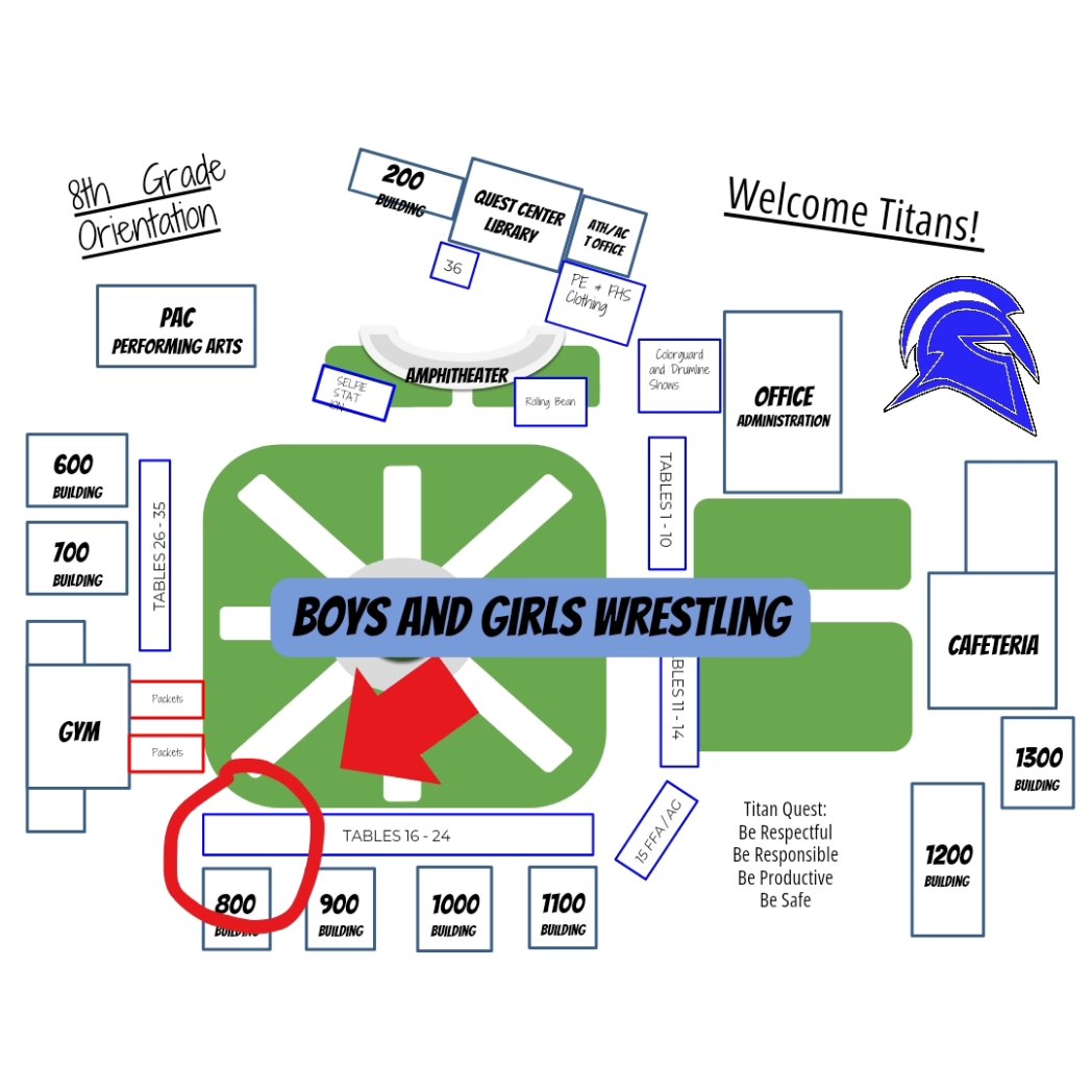 FrontierWrestle's tweet photo. Attention 8th graders:

Information and sign up sheets for Boys and Girls Wrestling will be at tables 17 and 18 tonight by the 800 buildings. Come meet current members of the team, coaches, and put down your information for summer training.

#titanstrong #riseofthetitans https://t.co/VXENJaabRX
