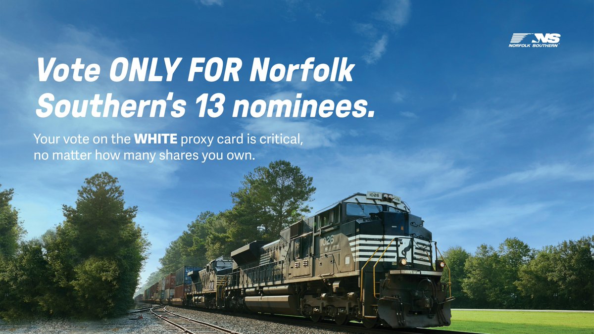 Norfolk Southern’s A Better Way strategy is the optimal path forward for our railroad and our shareholders. Learn more about the principles of our strategy and the strong results we are already seeing: bit.ly/49YiJ6h Vote the WHITE card today! Information about our