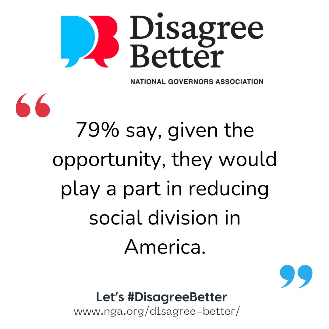 The vast majority of Americans are tired of the division facing our country. Let’s #DisagreeBetter. Take action: storycor.ps/442uGGE @OneSmallStepSC @NatlGovsAssoc @GovCox @ListenFirst @civichealthproj @TeamDemocracy @StartsWithUs @braverangels @livingroomconvo @bridgeusa_