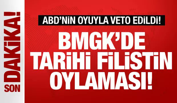 BMGK'de tarihi Filistin oylaması! 📌 Birleşmiş Milletler Güvenlik Konseyi'nde, Filistin'in devlet olarak tanınması ve BM üyeliğini içeren karar tasarısı ABD'nin hayır oyuyla veto edildi. buff.ly/4aXENi8