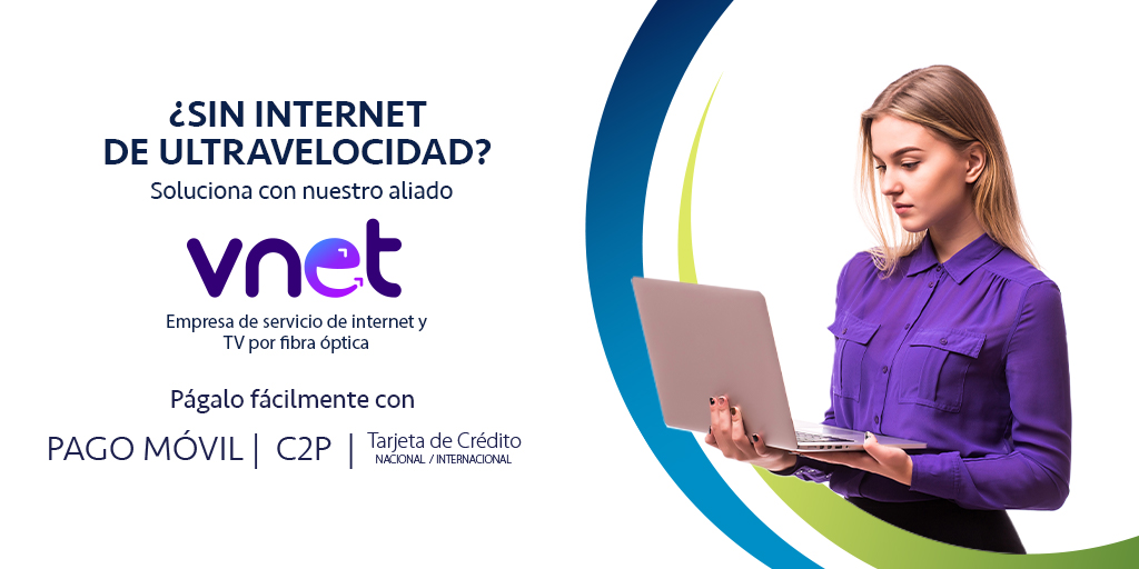 Banplusonline's tweet photo. Productos y Servicios | ¡No te quedes sin Internet! Paga tus servicios de fibra óptica Vnet desde Banplus On Line sin salir de casa.
#Banplus #HacemosPaís #DeLaManoContigo https://t.co/51VPa1ExyQ