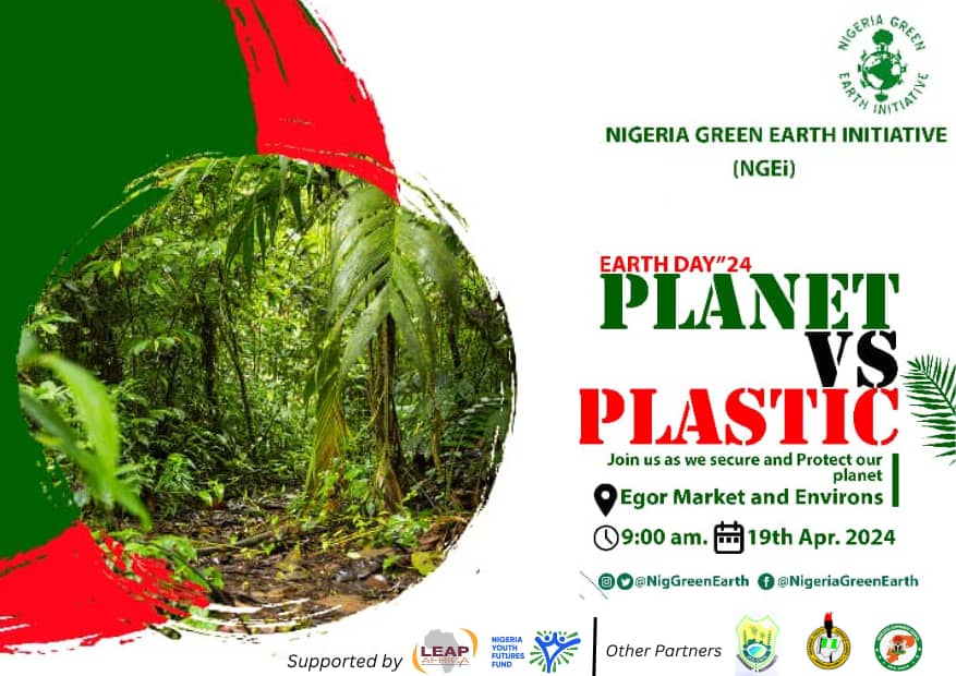 SEGEFGroup's tweet photo. NGEi, supported by @LEAPAfrica in collaboration with Min. of Environment invites you to join us for the #WorldEarthDay celebration on April 19th &amp; 22nd April 2024, themed: Planet vs Plastic. Let's come together to raise awareness about the harmful effects of plastic on our planet https://t.co/wxs48x1izR
