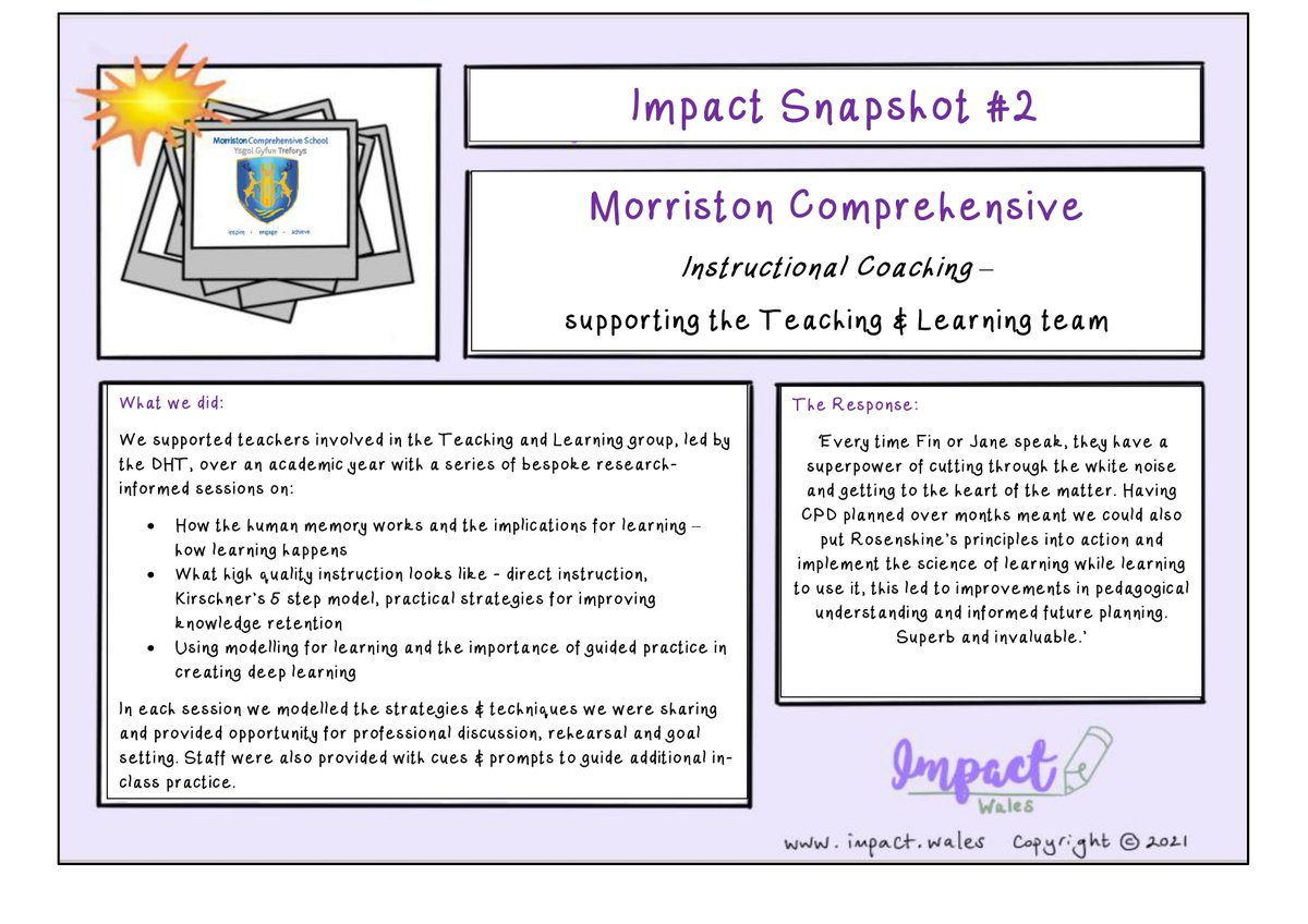 This is how we supported @MorristonComp teaching and learning group to develop the quality of teaching and learning. To find out how we can support you contact us enquiries@impact.wales