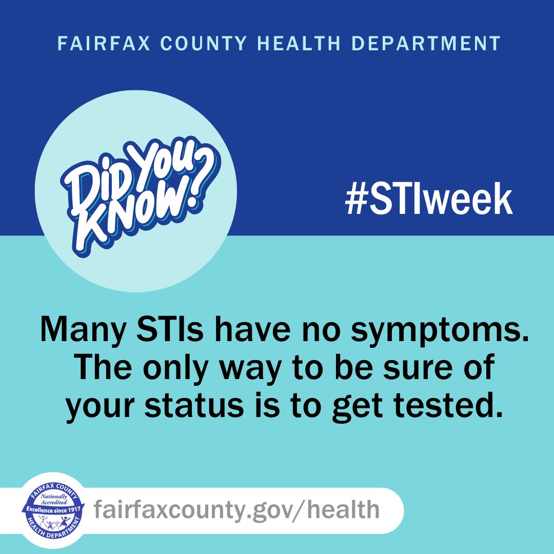 Many STIs have no symptoms. The only way to be sure of your status is to get tested. Learn more: bit.ly/2D7J5G7 #STIweek