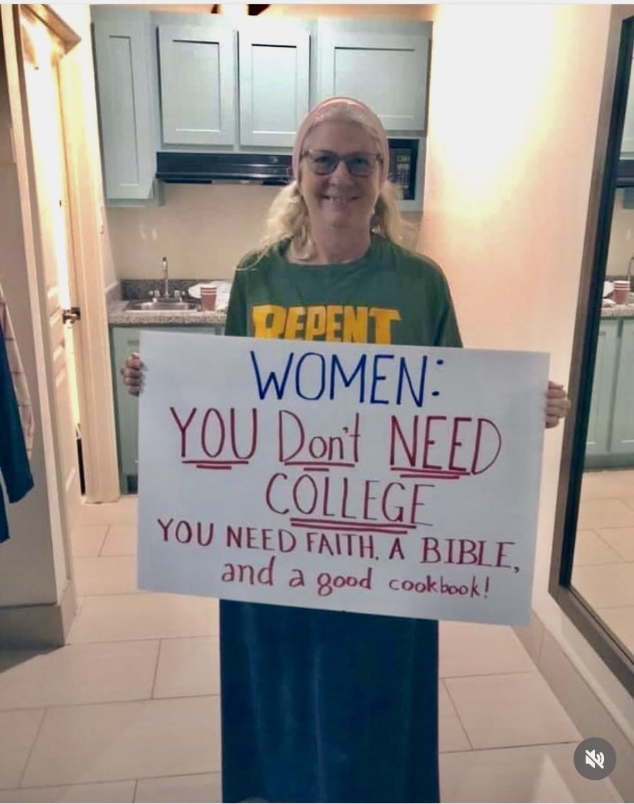 There’s nothing wrong w/ being a Christian, I’m one but herein lies the problem w/ women like her. 
She doesn’t mind her rights being stripped away. She doesn’t mind dictatorship, she doesn’t mind losing her Social Security or Healthcare, she doesn’t care about #AbortionRights,