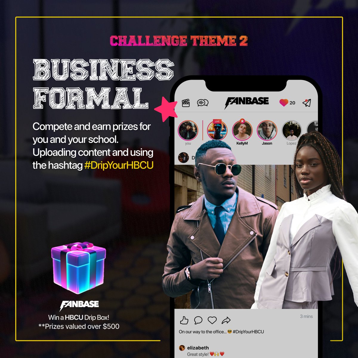 We want to make sure you mean 'business' and #dripyourhbcu in order to win some exclusive prizes! 💼 To win, all you have to do is download Fanbase and make sure to include #dripyourhbcu on all your outfit posts! Check out fanbase.app/dripyourhbcu. #fanbase #hbcu #hbcumade