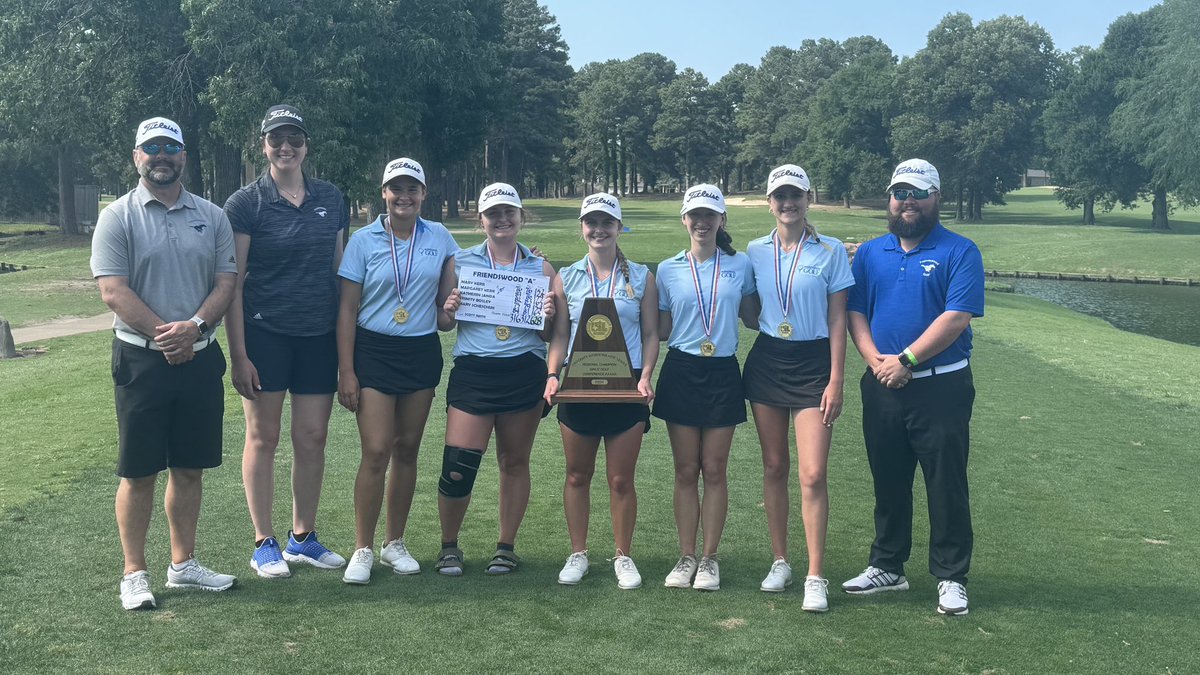 FwoodGolf's tweet photo. Friendswood Girls Golf are Region III-5A Champions!!! Please congratulate these girls on their dominate performance!
Mary Kerr (SR)
Trinity Bosley (JR)
Margaret Kerr (FR)
Mary Scheschuk (JR)
Katherine Janda (FR)
Way to go Mustangs!!!
@FwoodAthletics @FWoodG @fhsmustangs https://t.co/NbO9wzAVTQ