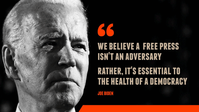 'We believe a free press isn't an adversary. Rather, it's essential to the health of democracy' @JoeBiden Free the multi-award winning Journalist & Publisher. #LetHimGoJoe #FreeJulianAssange